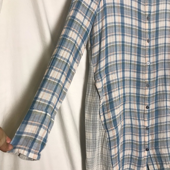 Saturday Sunday Anthropologie Grunge Blue Plaid Gauzy Shirt Dress Size S Boho - Picture 9 of 15